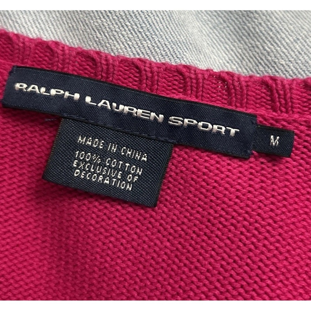 Women's Ralph Lauren V-Neck Sweater Embroidered Crest Sz Medium/small - Picture 4 of 10